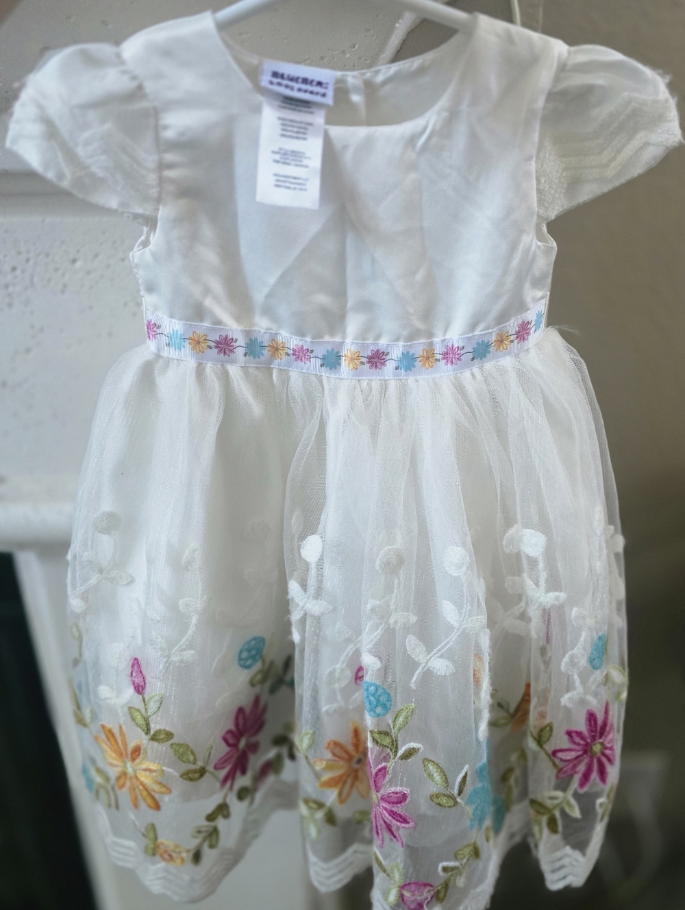Classic White Toddler Dress With Tul & flowers - 24M